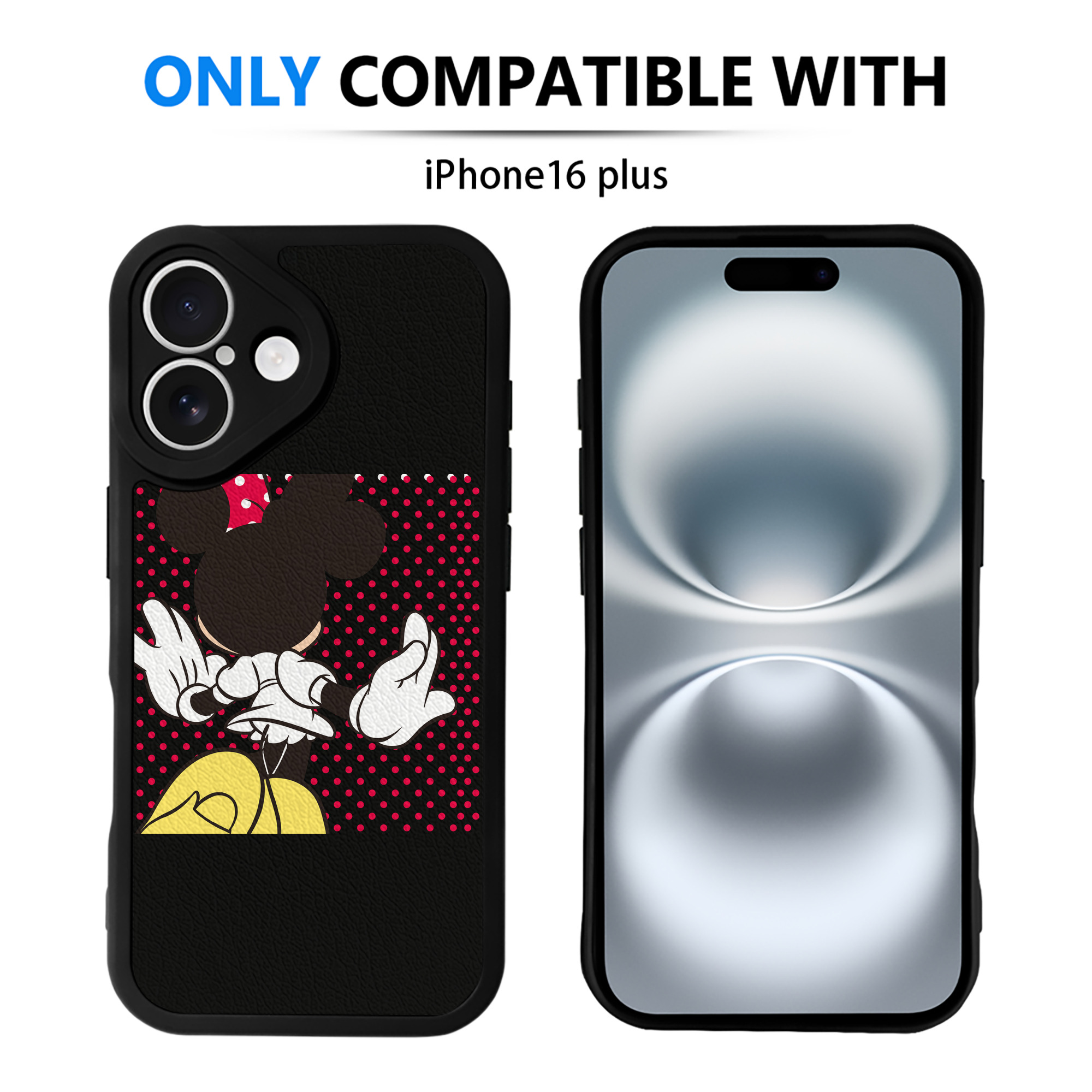 （画像用） ミッキーマウス Mickey Mouse 【iPhone 16シリーズ対応】シリコンスマホケース（レザー調） 材質：シリコン
